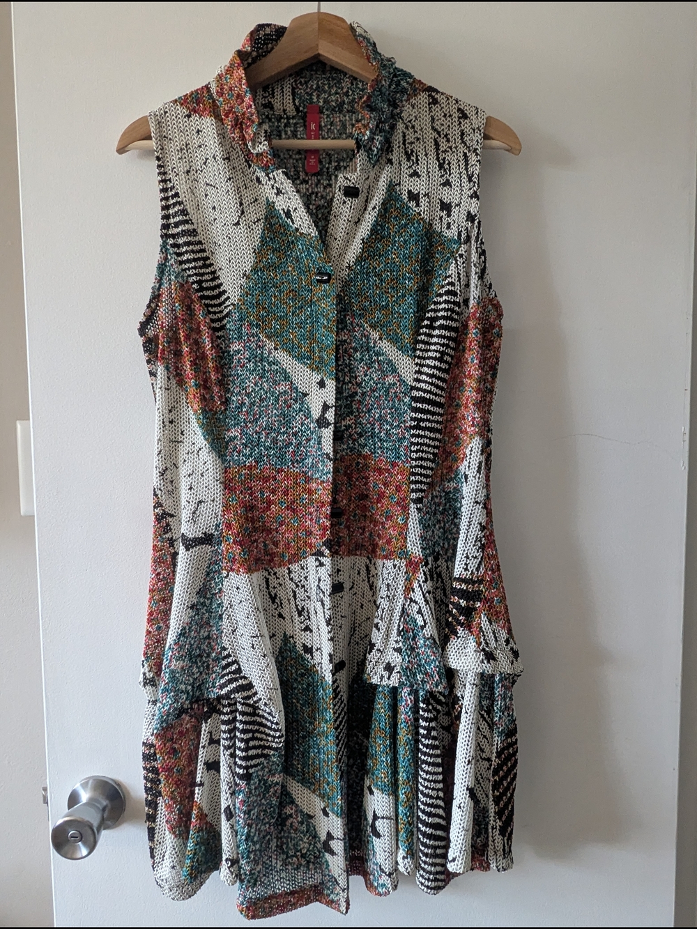 IC By Connie K Sleeveless Patchwork Print Ruffle Dress - Multicolor